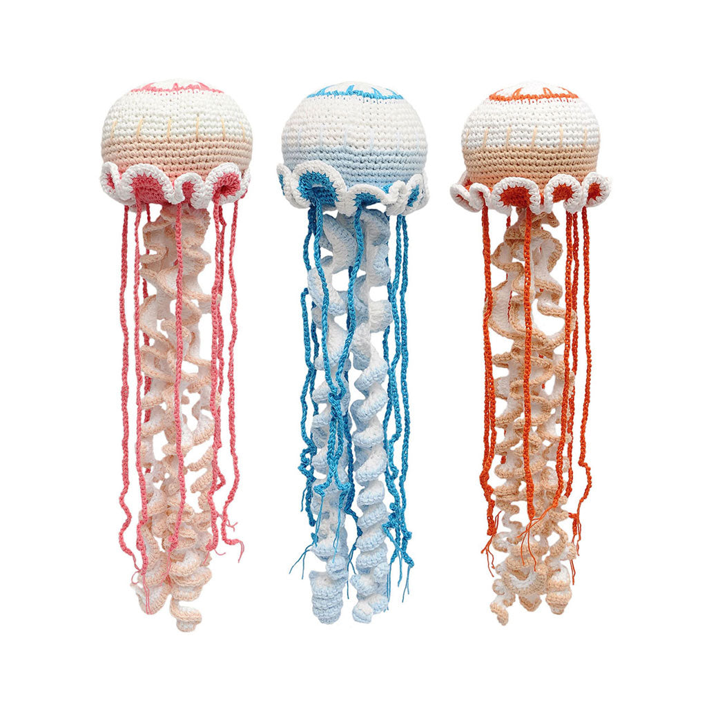 Pink;Blue;Orange Jellyfish Handmade Amigurumi Stuffed Toy Knit Crochet Doll VAC