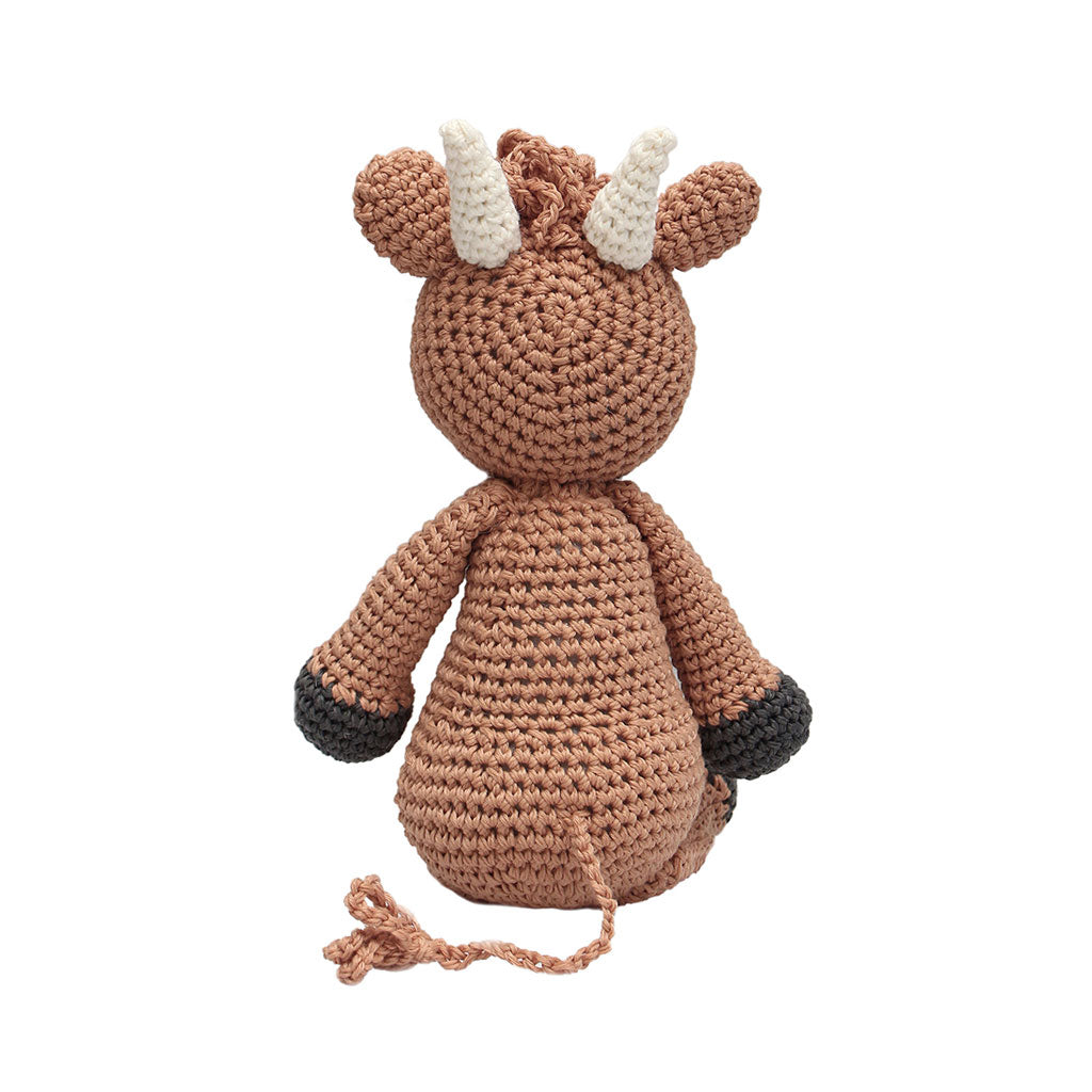 Brown Cow Handmade Amigurumi Stuffed Toy Knit Crochet Doll VAC