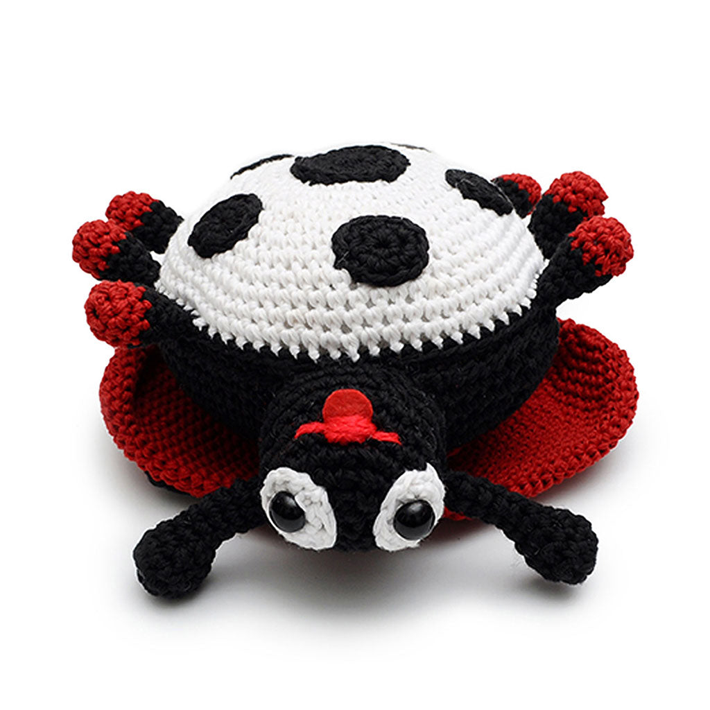 Black-Red Ladybug Handmade Amigurumi Stuffed Toy Knit Crochet Doll VAC