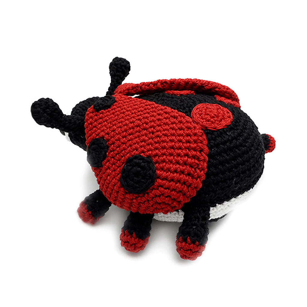 Black-Red Ladybug Handmade Amigurumi Stuffed Toy Knit Crochet Doll VAC