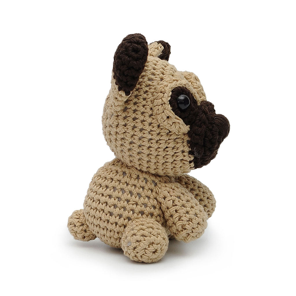 Cream-dark brown Dog Handmade Amigurumi Stuffed Toy Knit Crochet Doll VAC