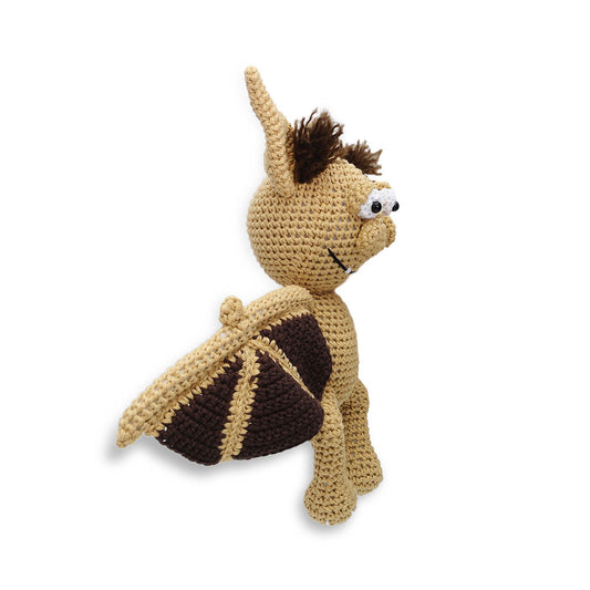 Cream-Brown Bat Handmade Amigurumi Stuffed Toy Knit Crochet Doll VAC