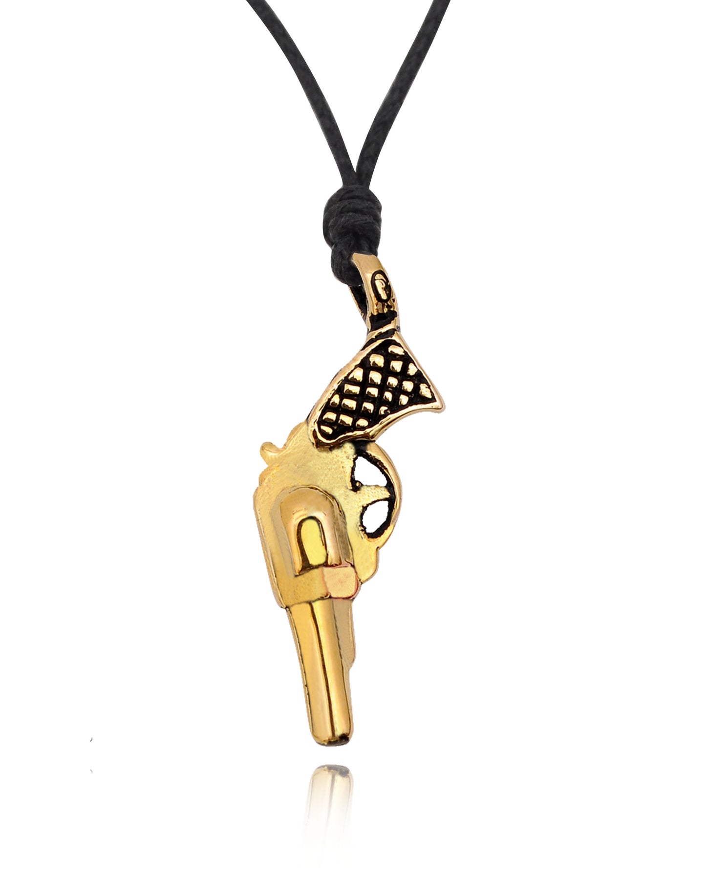 Gun Handmade 92.5 Sterling Silver Gold Brass Necklace Pendant Jewelry