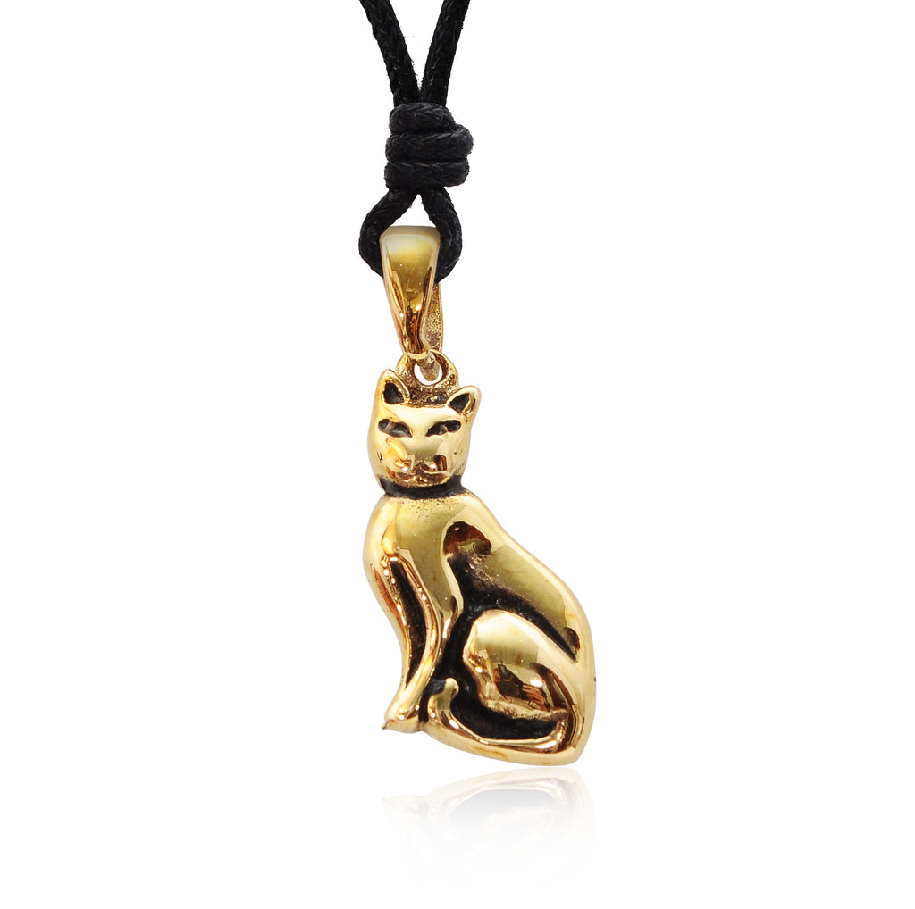 New Cat Sheba Silver Pewter Sterling Silver Gold Brass Charm Necklace Pendant Jewelry
