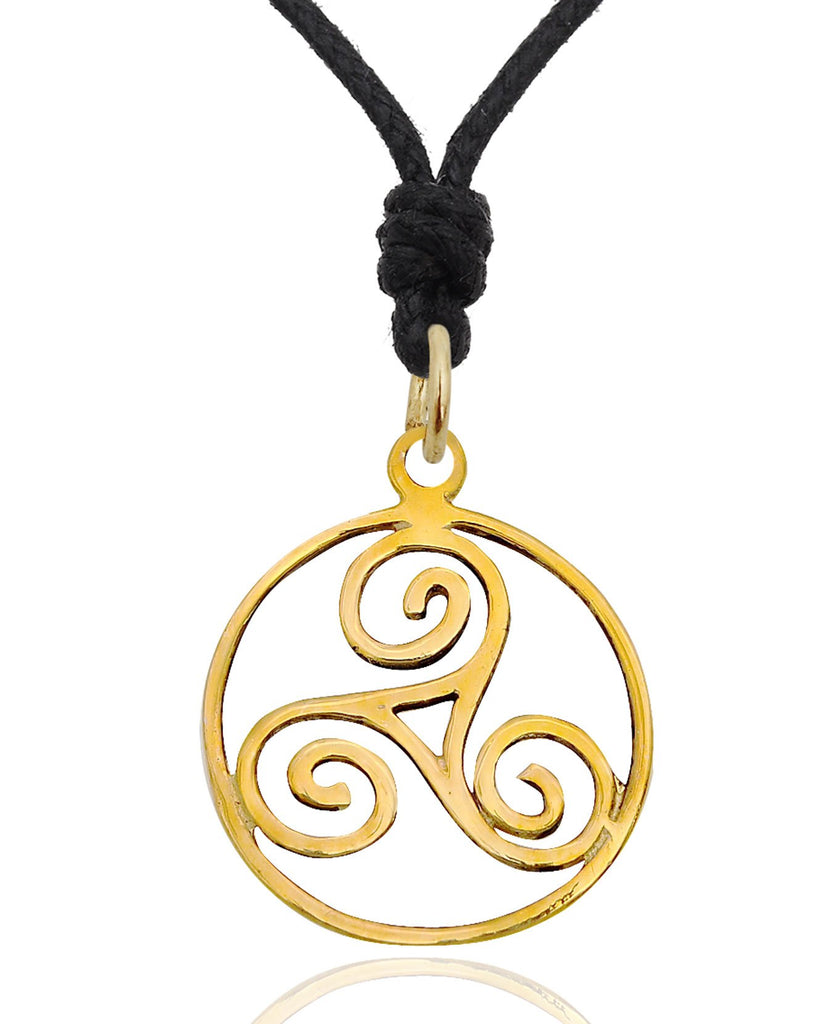 Trilogy Triquetra Wave 92.5 Sterling Silver Gold Brass Necklace Pendant Jewelry