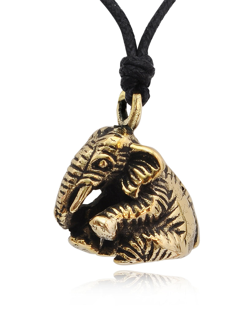 Sitting Elephant 92.5 Sterling Silver Gold Brass Necklace Pendant Jewelry
