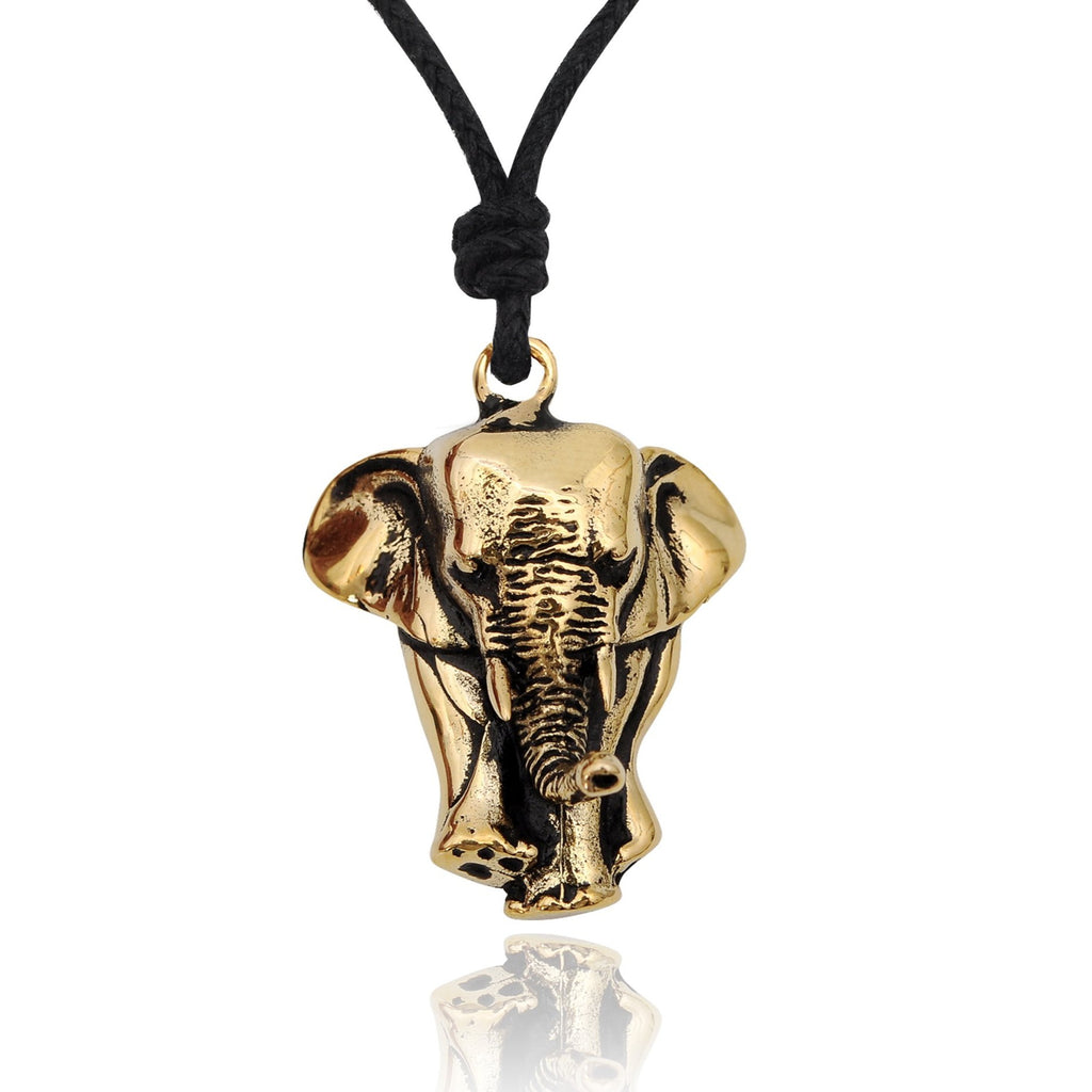 Lucky Elephant Pewter 92.5 Sterling Silver Gold Brass Charm Necklace Pendant Jewelry
