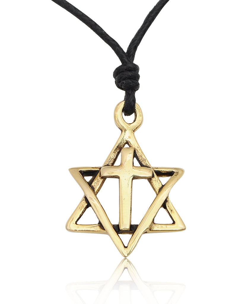 Jewish Jesus Star of David 92.5 Sterling Silver Gold Brass Necklace Pendant Jewelry