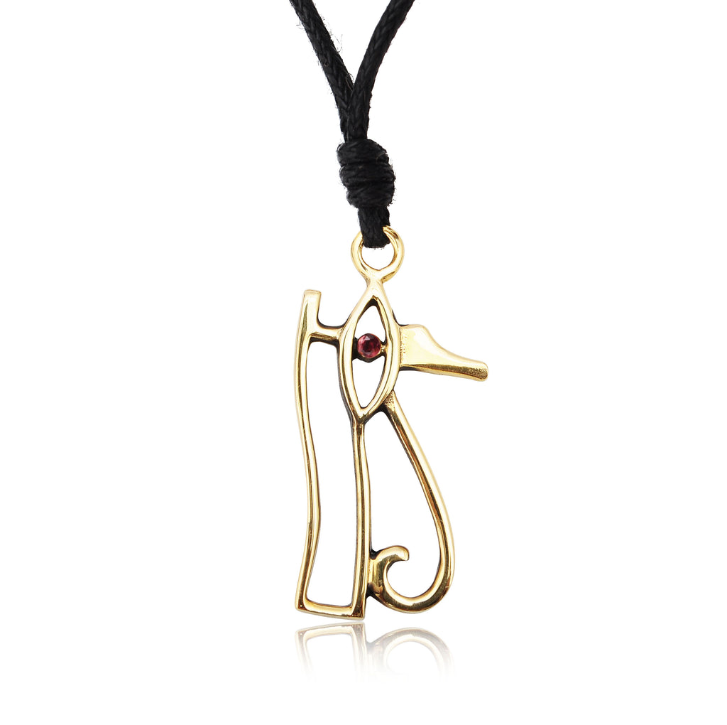 Eye of Ra Horus Egyptian Gold Brass Charm Necklace Pendant Jewelry