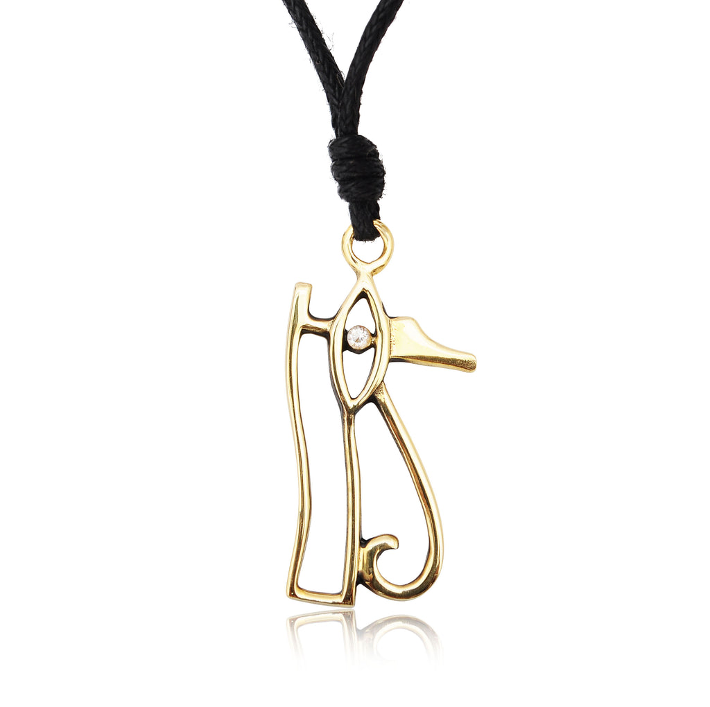 Eye of Ra Horus Egyptian Gold Brass Charm Necklace Pendant Jewelry