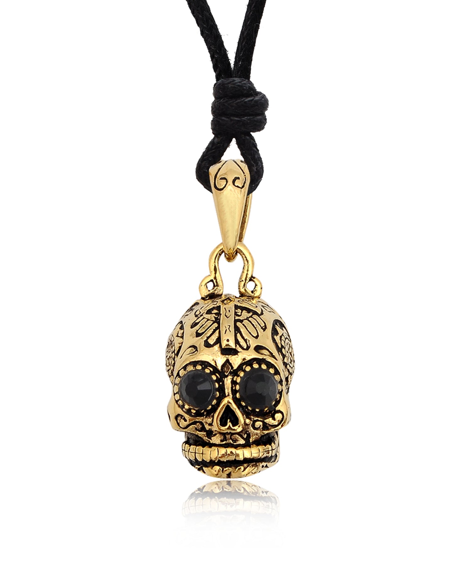 New Mexican Skull Cross Jesus Handmade Brass Necklace Pendant Jewelry
