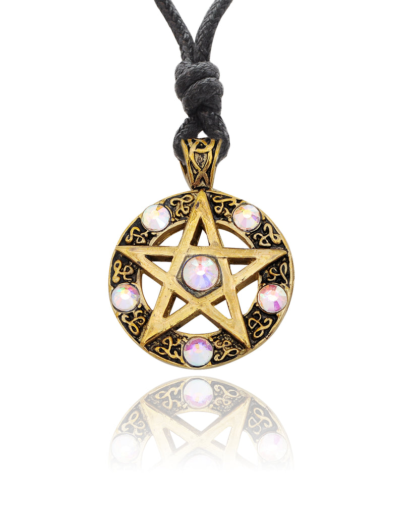 Color Pentagram Silver Pewter Gold Brass Charm Necklace Pendant Jewelry