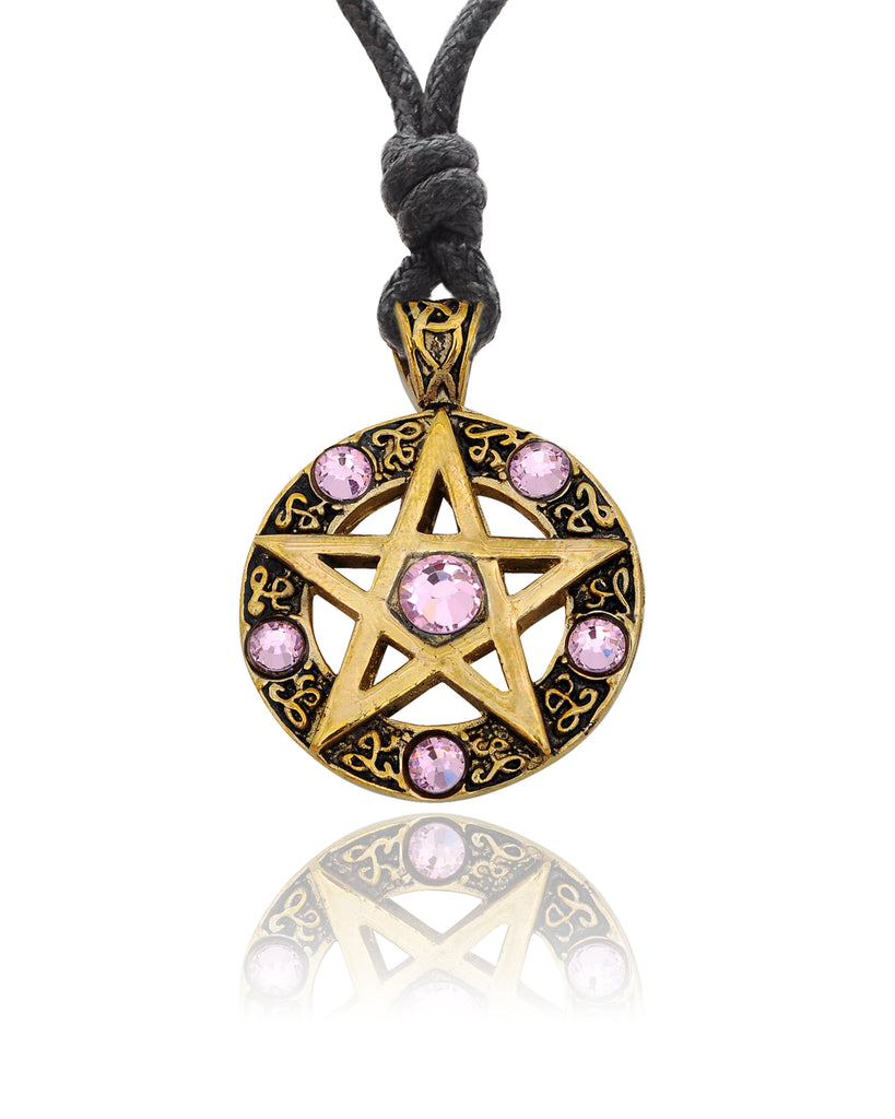 Color Pentagram Silver Pewter Gold Brass Charm Necklace Pendant Jewelry