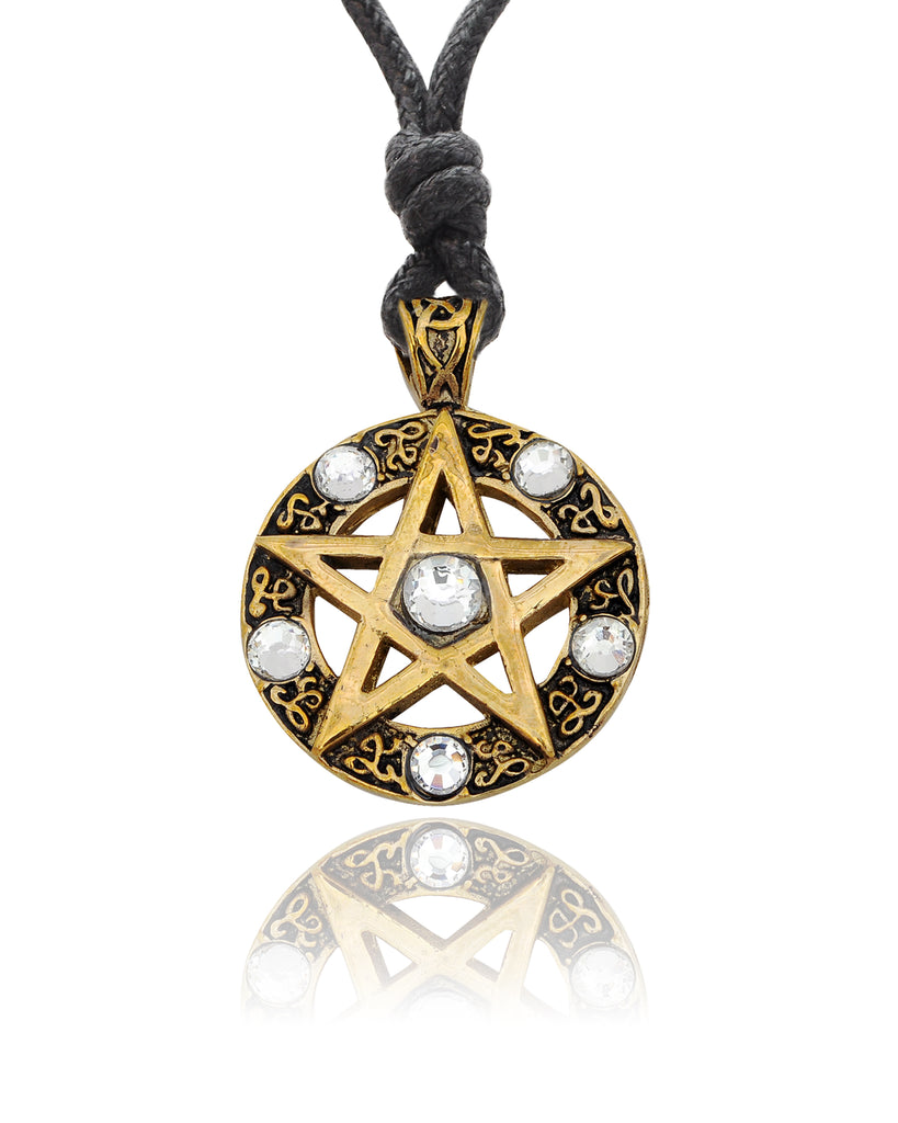Color Pentagram Silver Pewter Gold Brass Charm Necklace Pendant Jewelry