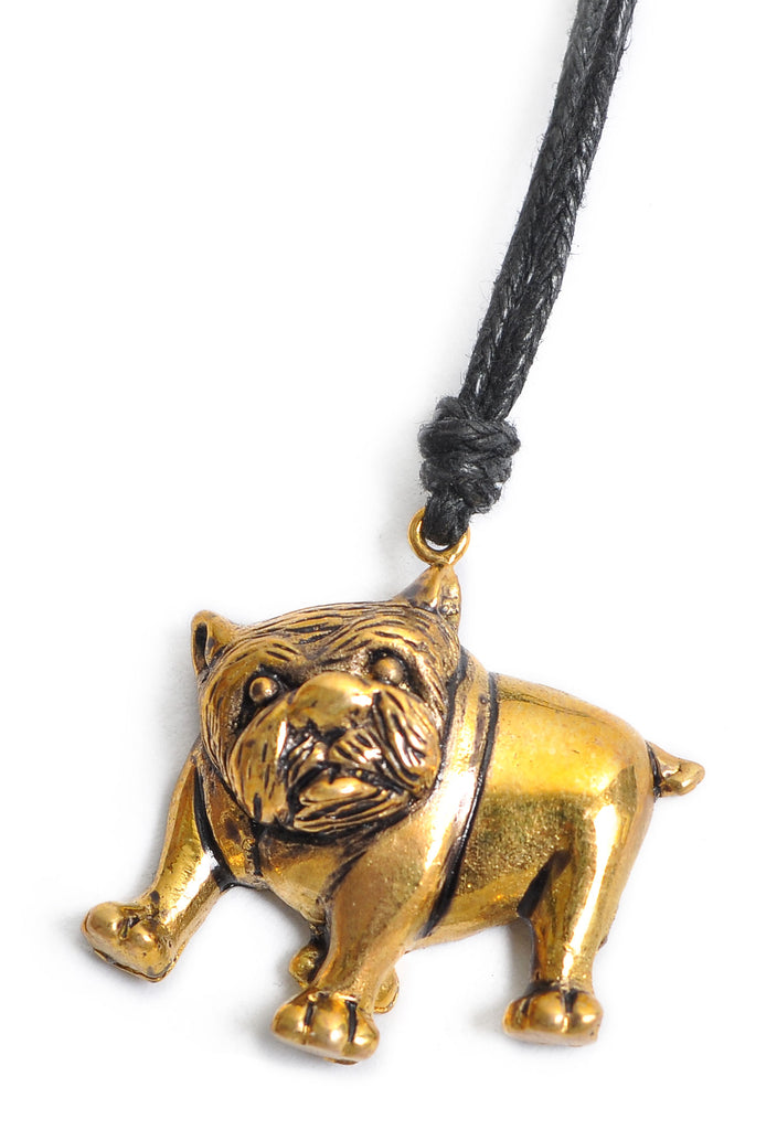 Chubby English Bulldog Handmade Gold Brass Charm Necklace Pendant Jewelry