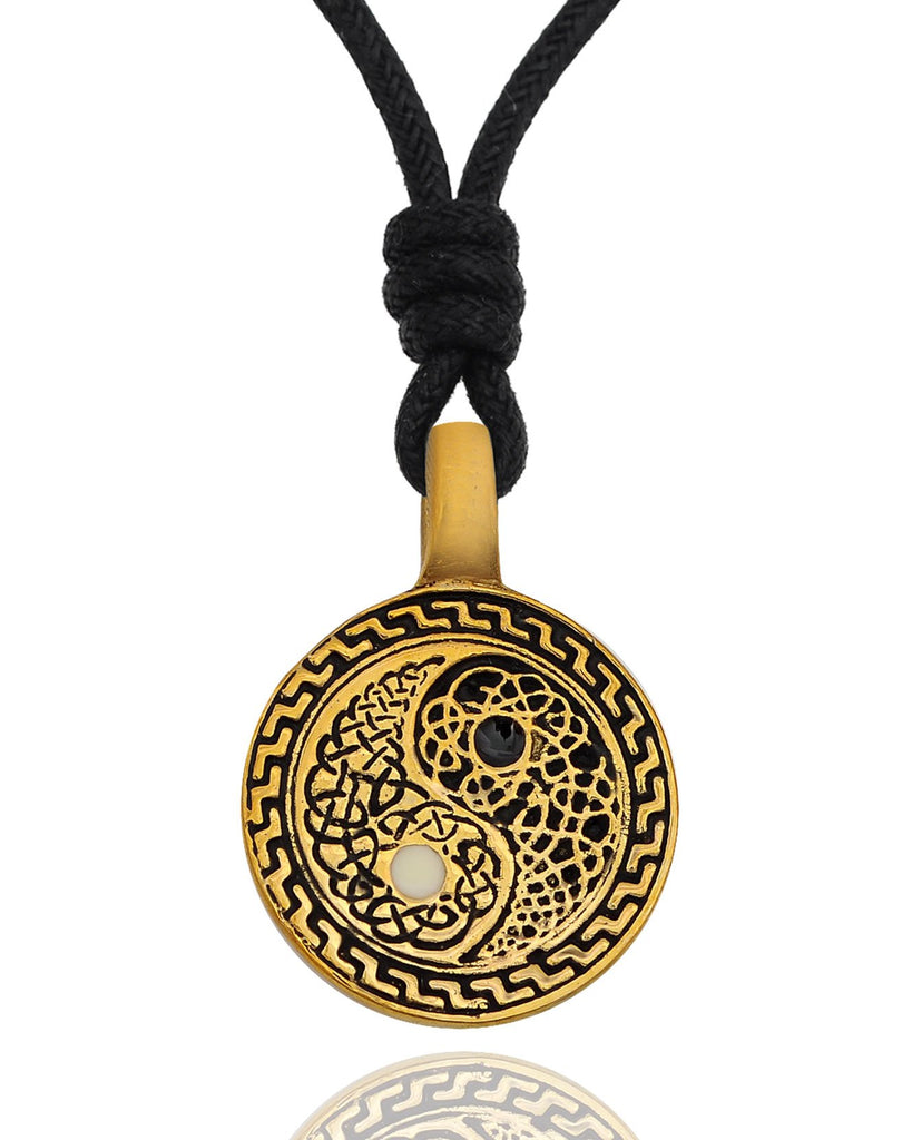 Ying Yang Celtic Design Silver Pewter Gold Brass Necklace Pendant Jewelry