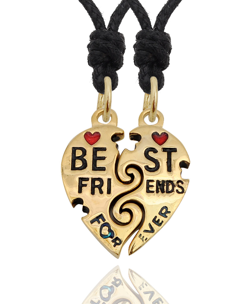 Best Friends Ying Yang Silver Pewter Gold Brass Charm Necklace Pendant Jewelry