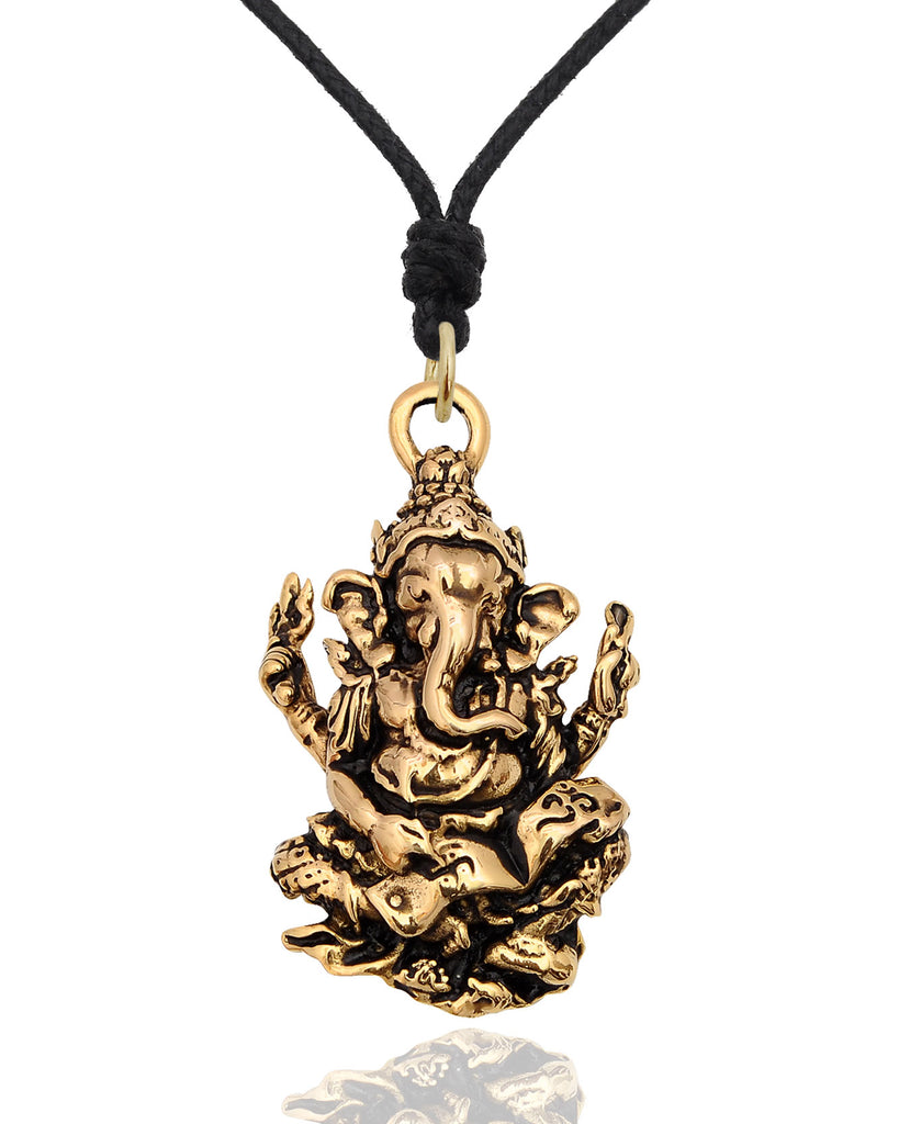 Hindu Ganesh Elephant God Silver Pewter Gold Brass Necklace Pendant Jewelry