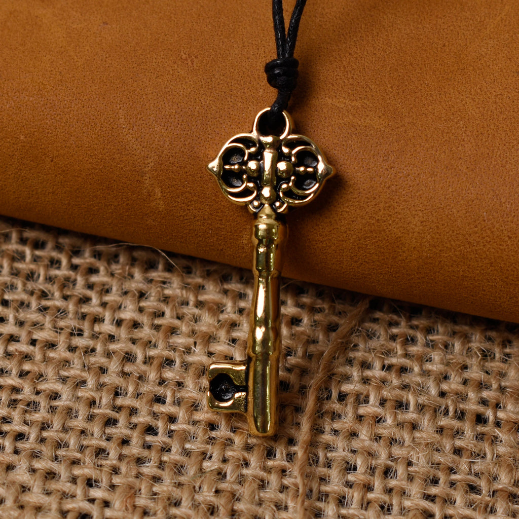 Lock And Key Friendship Handmade Gold Brass Charm Necklace Pendant Jewelry