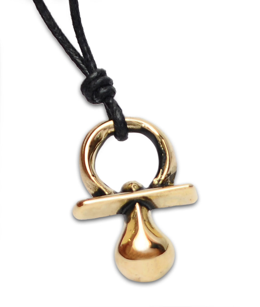 Pacifier Baby Toy Handmade Gold Brass Necklace Pendant Jewelry
