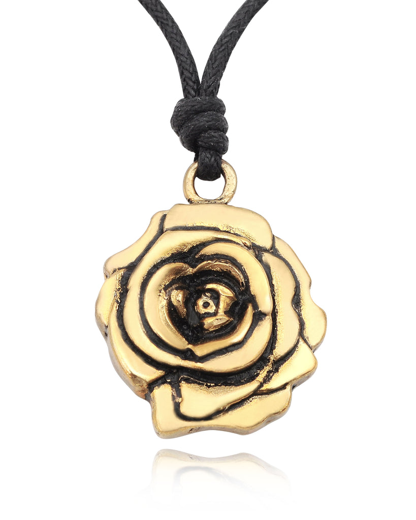 Natural & White Crytal Flower Rose Handmade Brass Necklace Pendant Jewelry
