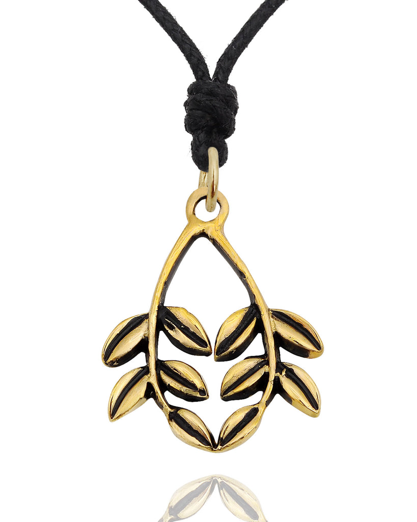 Cute Couple Leaves Handmade Gold Brass Necklace Pendant Jewelry