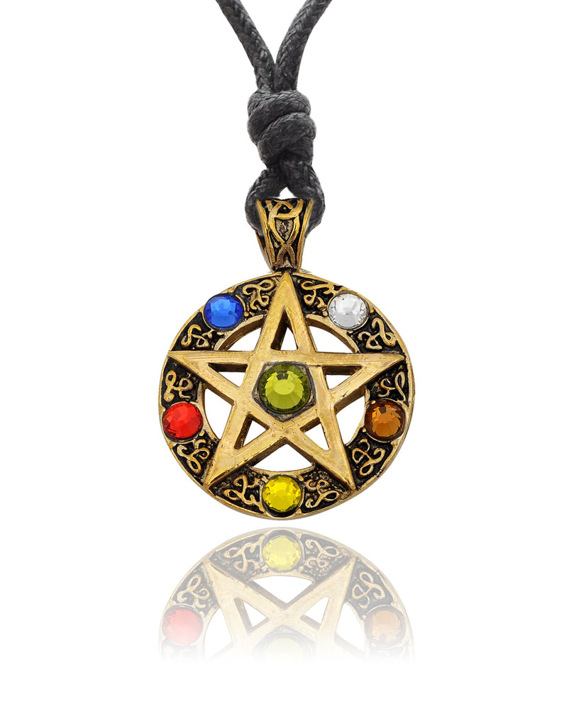 Color Pentagram Silver Pewter Gold Brass Charm Necklace Pendant Jewelry