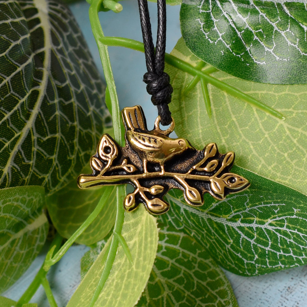 Birds Symbol Peace Gold Brass Charm Necklace Pendant Jewelry