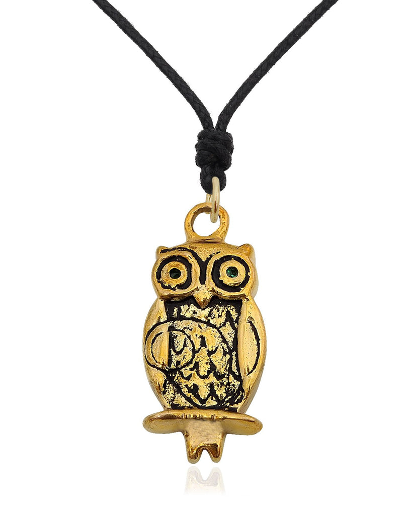 Unique Owl Bird Handmade Gold Brass Necklace Pendant Jewelry