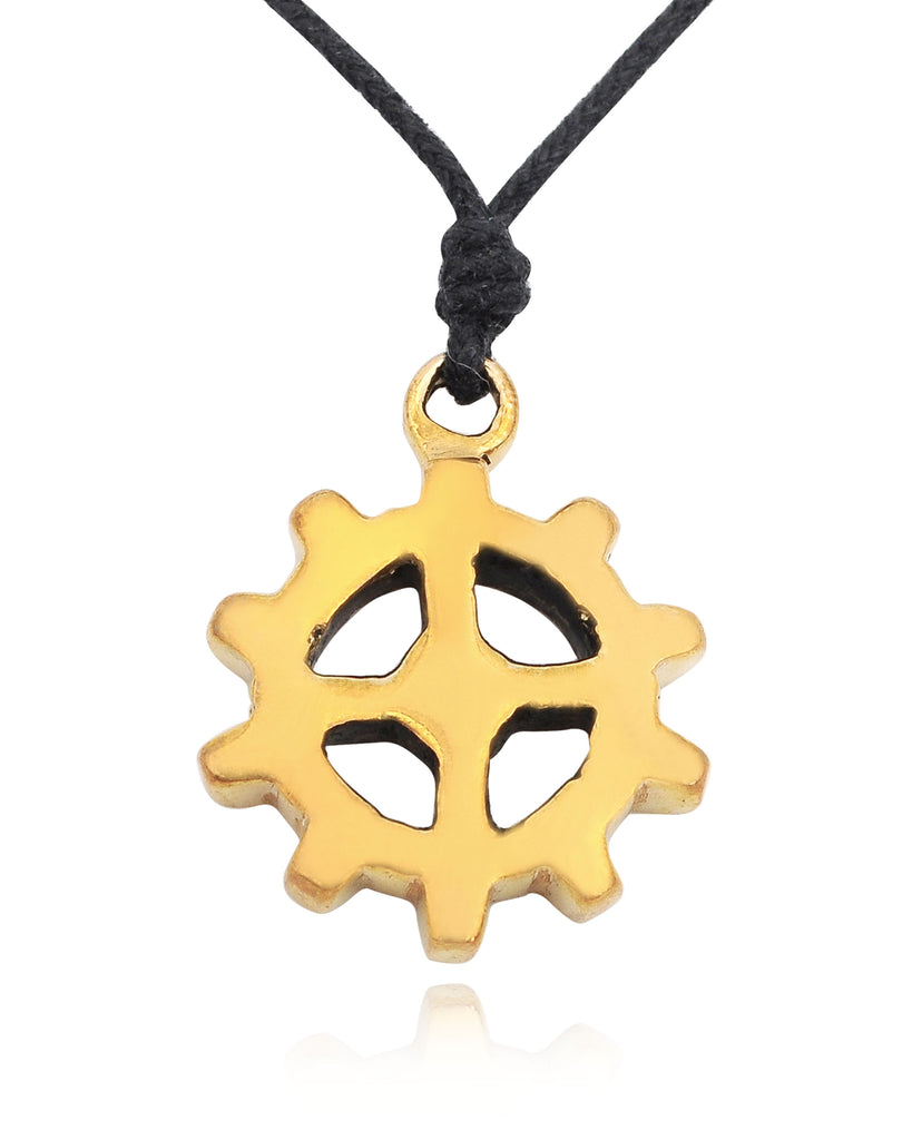 Gear Machine Silver Brass Gold Brass Charm Necklace Pendant Jewelry