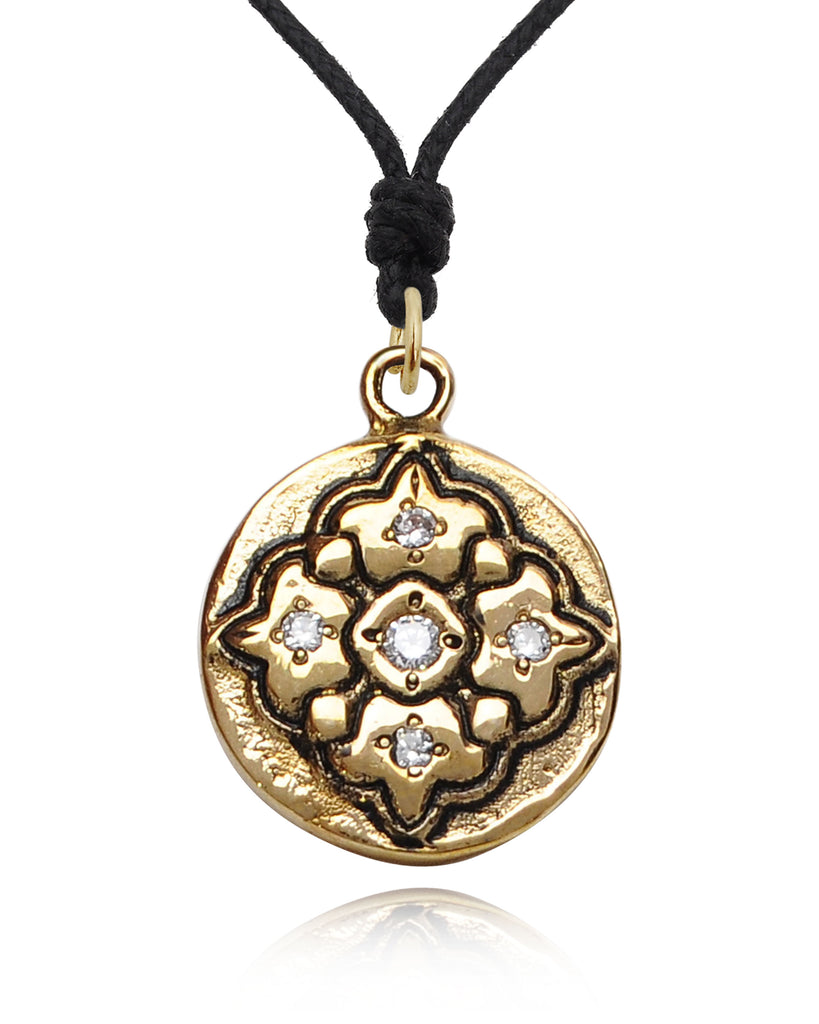 Vintage Amulet Gold Brass Charm Necklace Pendant Jewelry