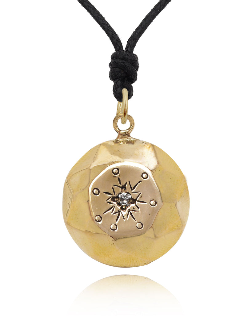 Vintage Amulet Gold Brass Charm Necklace Pendant Jewelry