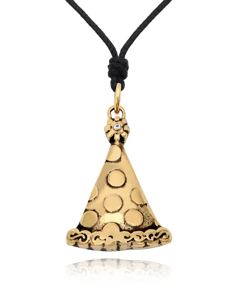 Party Clown Handmade Gold Brass Charm Necklace Pendant Jewelry
