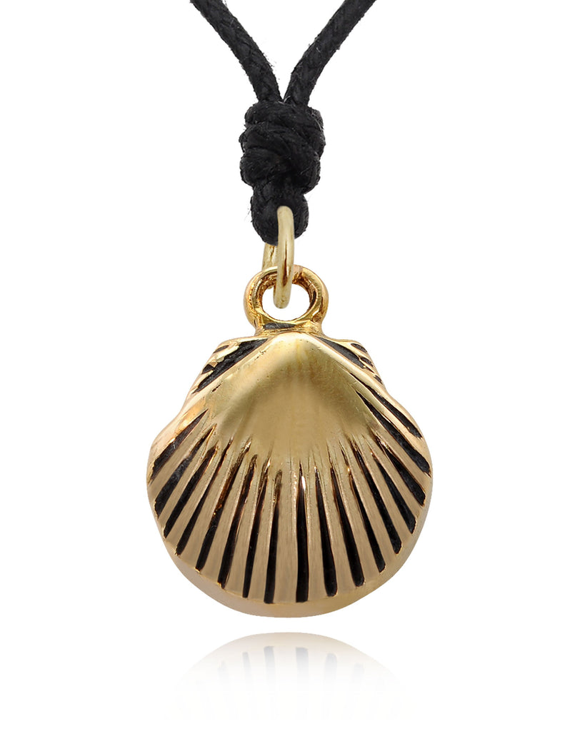 Clam Shell Oyster Silver Pewter Gold Brass Necklace Pendant Jewelry
