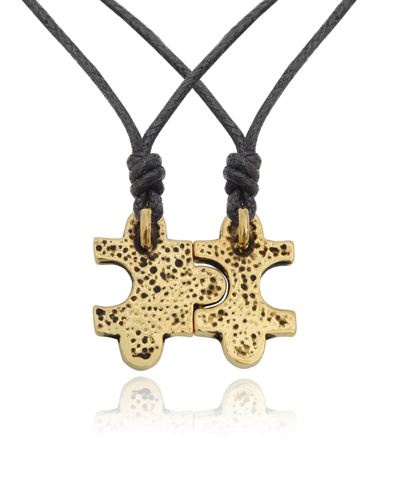 Best Friend Puzzle Silver Pewter Gold Brass Charm Necklace Pendant