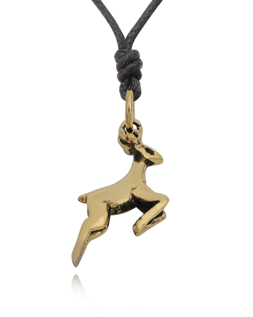 Deer 92.5 Sterling Silver Gold Brass Charm Necklace Pendant Jewelry