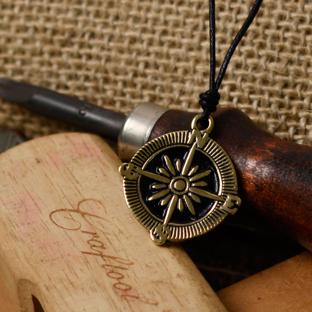 New Compass Explorer Silver Pewter Gold Brass Charm Necklace Pendant Jewelry