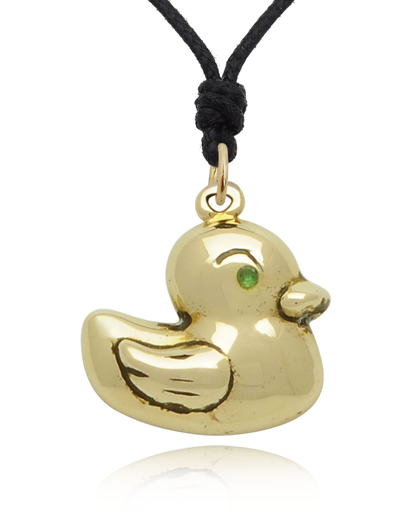 Happy Duck Handmade Brass Necklace Pendant Jewelry