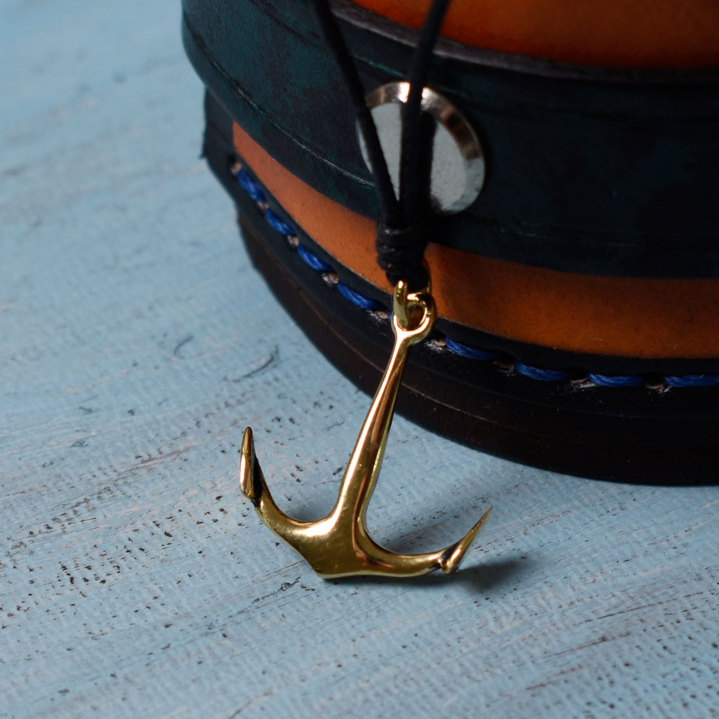 Anchor Ship Boat Pewter Sterling-silver Brass Charm Necklace Pendant Jewelry