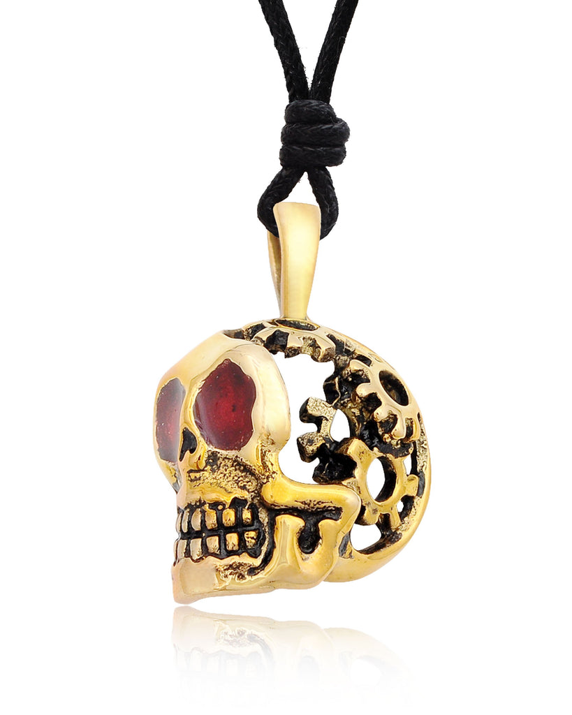 Skull Gothic Steam Punk Silver Pewter Gold Brass Charm Necklace Pendant Jewelry