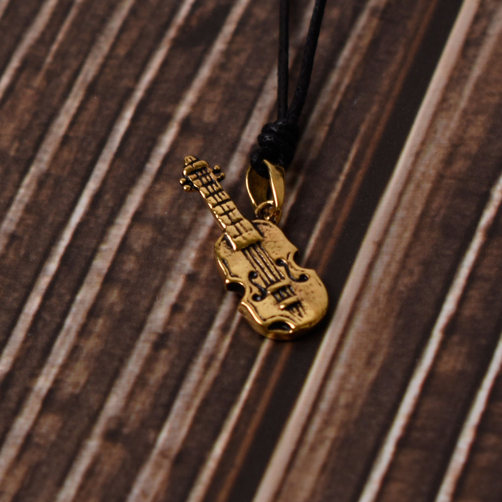 Lovely Guitar Silver Pewter Gold Brass Charm Necklace Pendant Jewelry