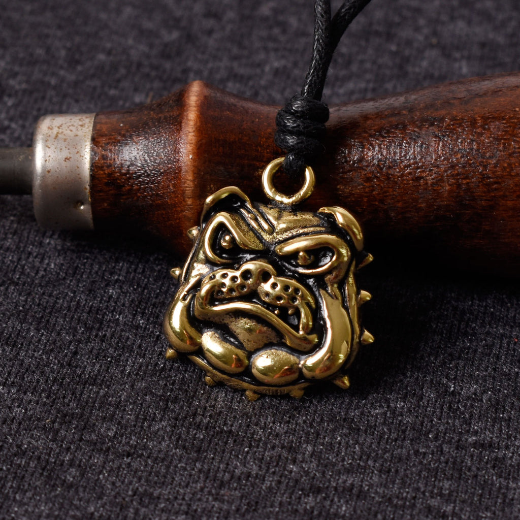Bulldog Head Handmade Silver Pewter Gold Brass Necklace Pendant Jewelry