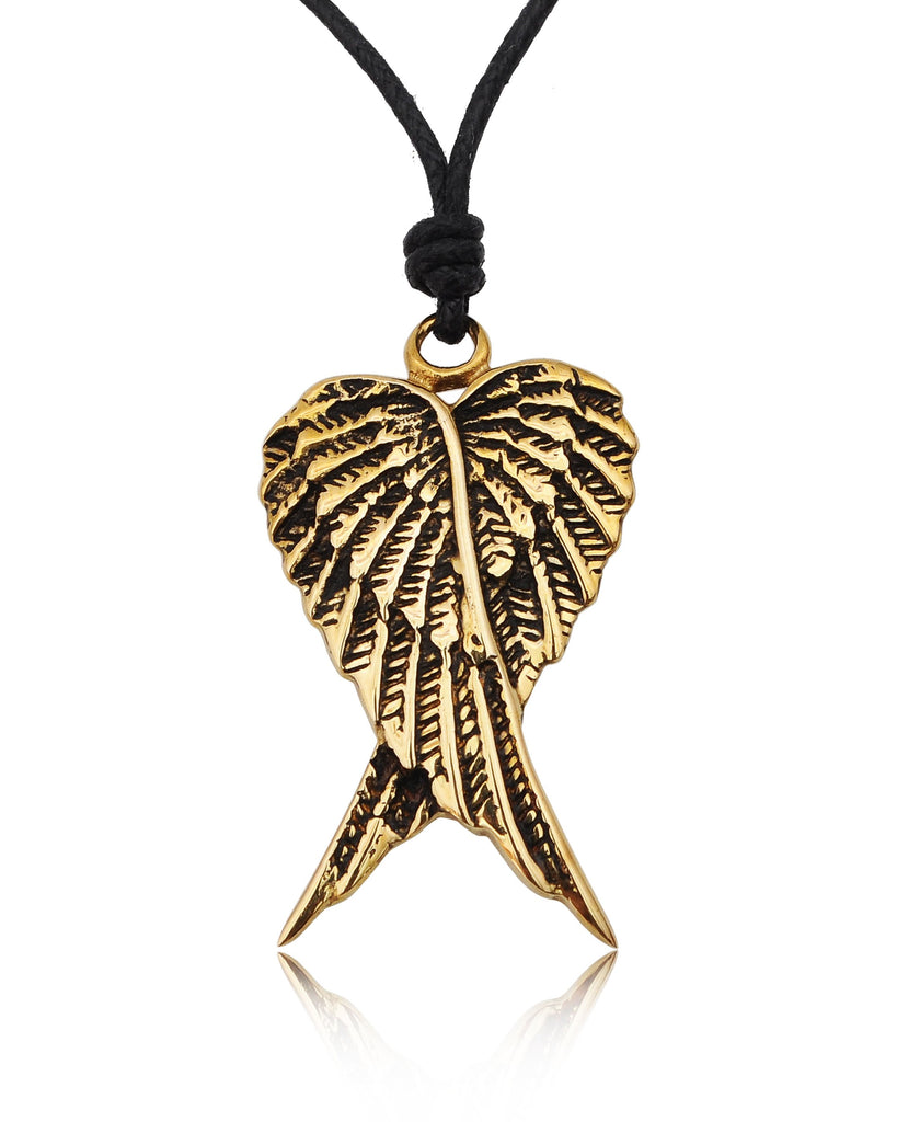 Angel's Wings Guardian Pewter Brass Charm Necklace Pendant Jewelry