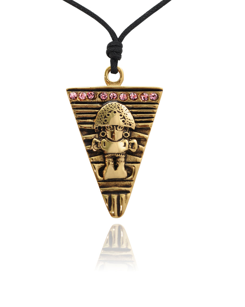 Aztec Mayan Design Silver Pewter Gold Brass Charm Necklace Pendant Jewelry