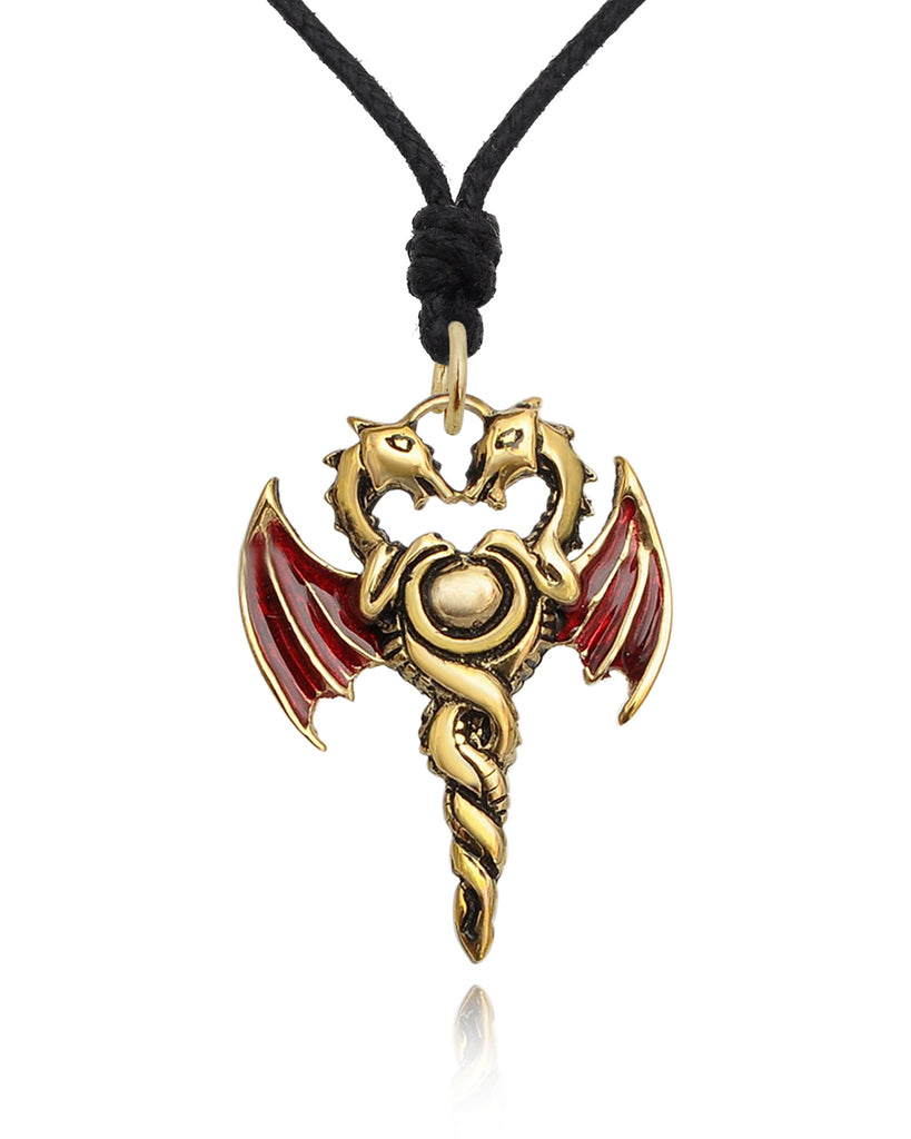 Unique Dragon & Sword Silver Pewter Gold Brass Charm Necklace Pendant Jewelry