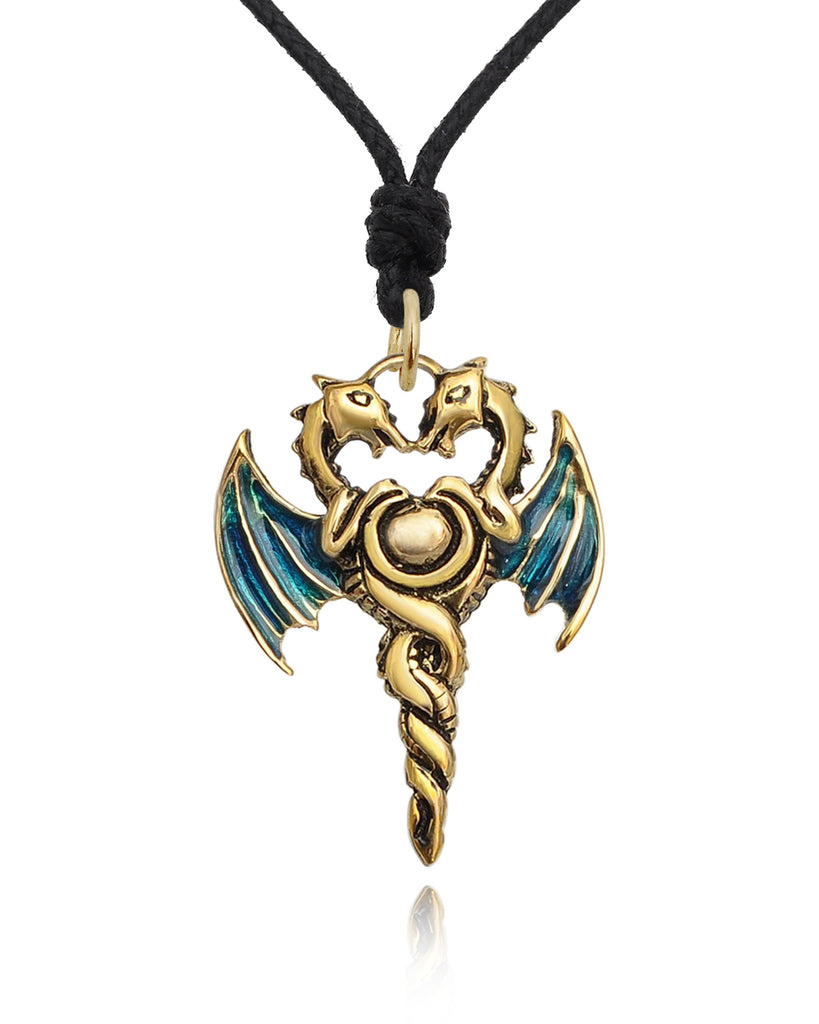 Unique Dragon & Sword Silver Pewter Gold Brass Charm Necklace Pendant Jewelry