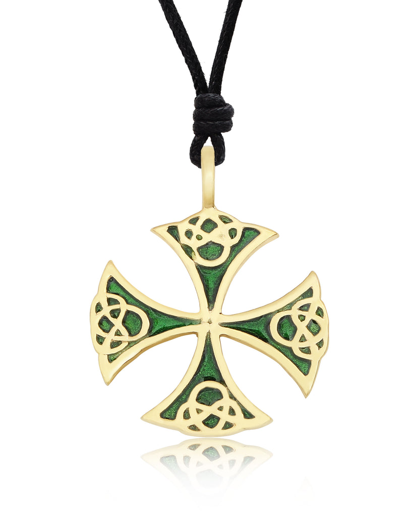 Celtic German Cross Silver Pewter Gold Brass Charm Necklace Pendant Jewelry