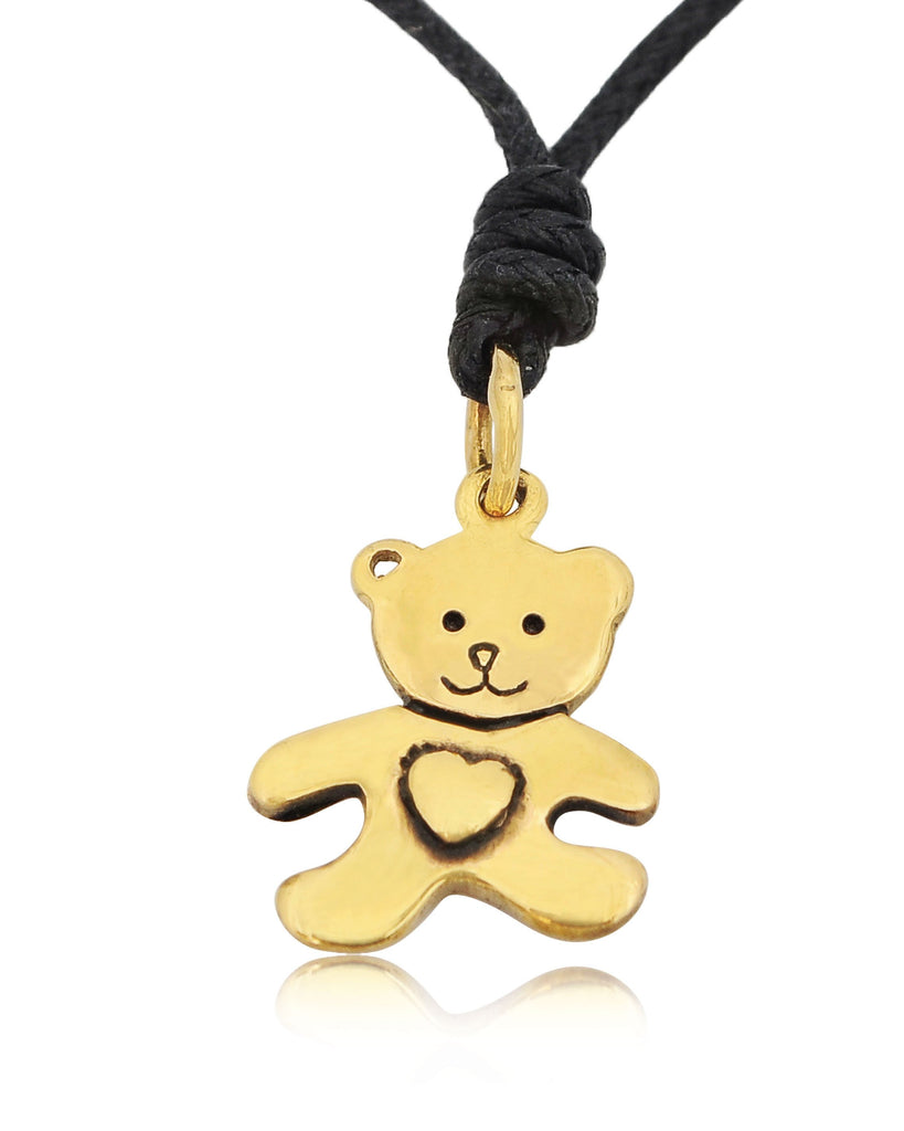 Teddy Bear Silver Pewter Gold Brass Charm Necklace Pendant Jewelry