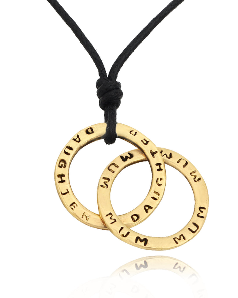 Daughter Mom Love Handmade Gold Brass Necklace Pendant Jewelry