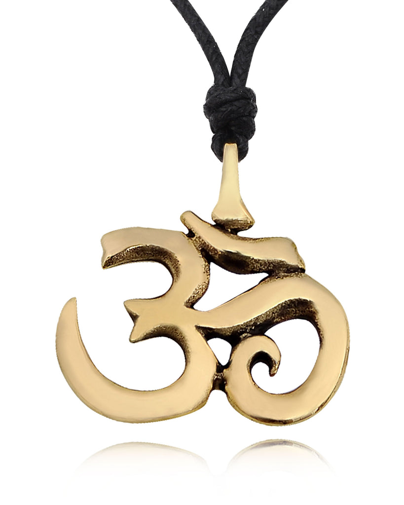 Hindu Om Ohm Yoga Silver Pewter Gold Brass Charm Necklace Pendant Jewelry
